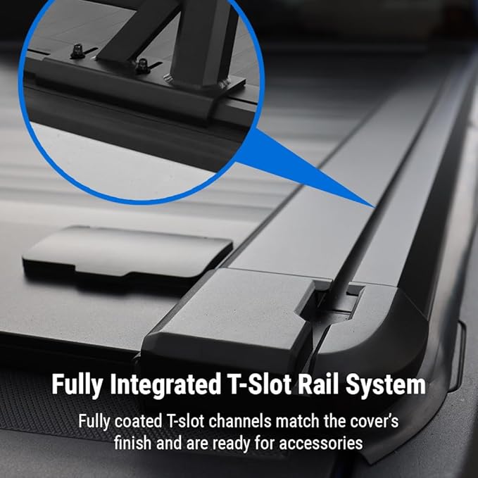 Syneticusa Stealth Black Retractable Hard Tonneau Cover T-Slot Rails Fits 2009-2026 Dodge Ram 1500 5'7" (67.4”) Truck Bed Premium Edition Accessories Waterproof