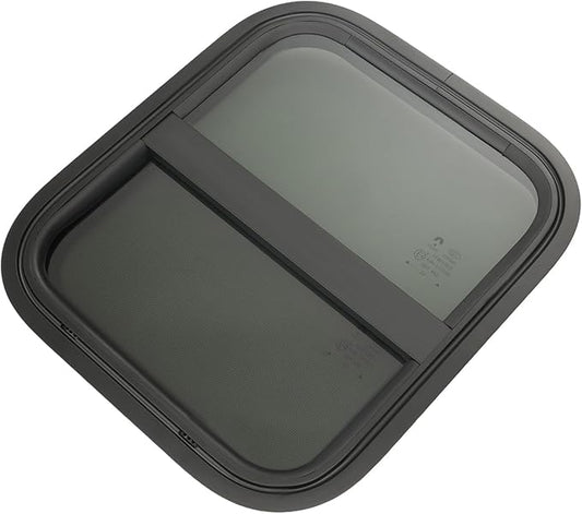 RV Window, 14" X 16" Universal RV Window Vertical Slide W/Trim Ring, Vertical Sliding Glass Window with Screen Window for Cargo, Horse Trailer, Marine Camper Window Replacement (14”x16”)