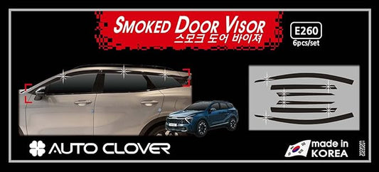 AUTOCLOVER Smoke Black Tinted Side Window Wind Deflectors 6p Compatible with 2023 All New Sportage, E260