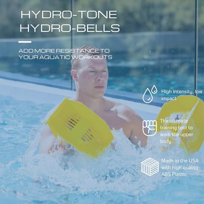Hydro Tone - HYDRO-BELL Pool Weights for Water Exercise Pair | Water Weights | Functional Strength Training with Pool Weight | Aquatic Exercise Equipment | Quick Start Guide
