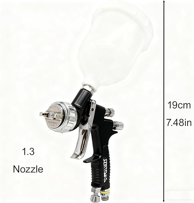 TE20 HVLP Air Spray Gun 1.3mm Nozzles, Car Paint Gun Sprayer,Forged Body, Anodised Finish，Paint Gun for Varnish and Top Coat, with Paint Sprayer Accessories (Black（Plum Blossom Nozzle）)