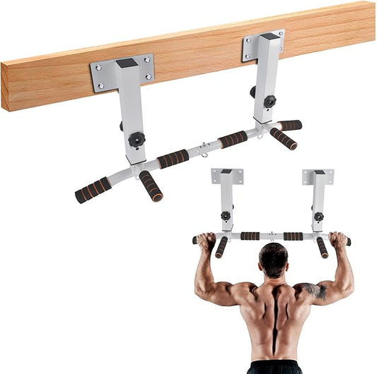 Wall Mounted Pull Up Bar Chin Up bar Multifunctional Adjustable Dip Station for Indoor Home Gym Workout, Power Tower Set Training Equipment Fitness Dip Stand Supports to 440 Lbs (Black)