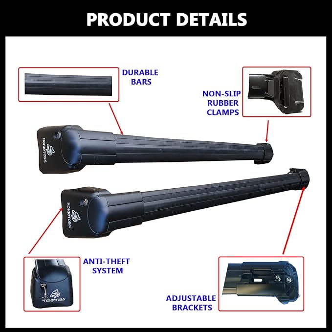 ROKIOTOEX Roof Rack Crossbars - Fit 2022– 2026 Lexus LX Flush Side Rail - Panoramic Sunroof - 220LBs Load Bar- Metal Locking Cap - Easy Install & Adjusting - Wind Noise Reduction Strip - Black Coyote