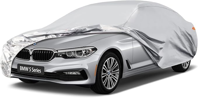 Waterproof Car Cover for BMW 5 Series (2011-2024), 5 Layers Compatible with BMW 5 Series All Weather, Snowproof Windproof Rain Ice Sun UV Protection
