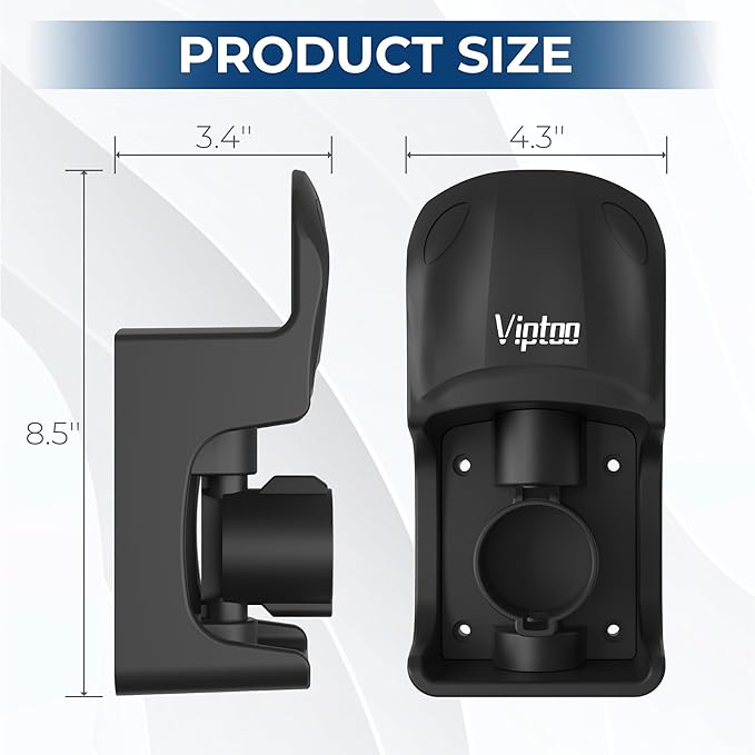 EV Charger Holder Wall Mount - SAE J1772 Holder with 5-Level Adjustable Rotation (0°-180°), EV Charger Control Holder & Cable Organizer for All J1772 EVS