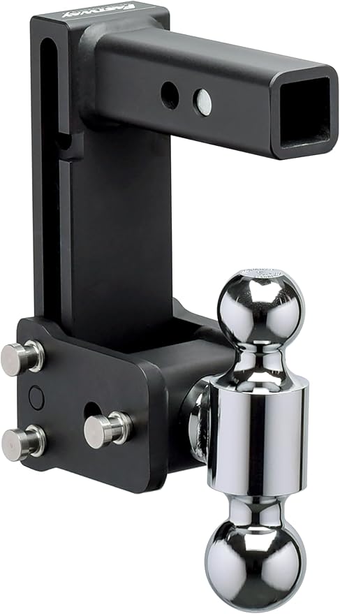 FASTWAY Flash Force Adjustable Steel Ball Mount, Dual Hitch Balls, Quick Height Adjustment, Stowable, for 2" and 2-1/2" Receiver, Heavy Duty (67-00-7130, 3" Drop, 3-1/2" Rise, 2" Receiver)