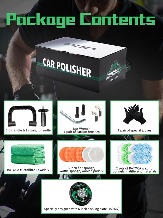 BATOCA Dual Action Polisher, Auto Buffers and Polishers, DA Buffer for Car Detailing, 6 Inches and 700w Random Orbital ,6 Variable Speed with Polishing Pads for Waxing,Buffing,Sanding,Polishing