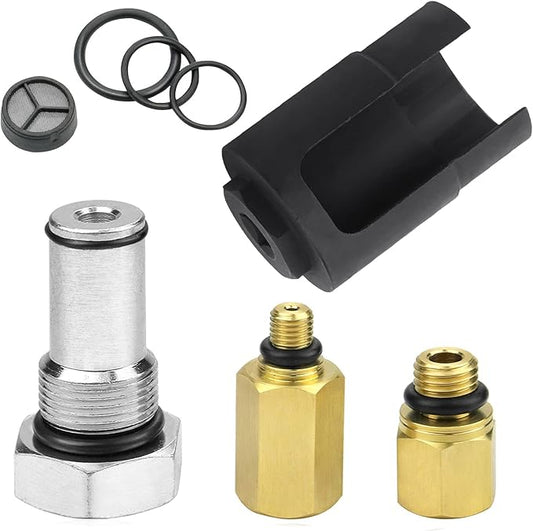 Mekar 6.0 IPR Valve Socket and Oil Rail Adapters Kits and 6.0 High Pressure Oil Pump IPR Valve Air Test Fitting Tool with Seal Kit Compatible with 6.0L Powerstroke Diesel Engine