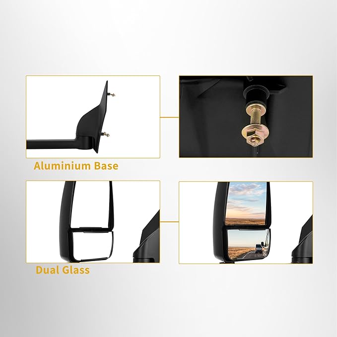 DWVO Side Towing Mirrors Compatible with 03-19 Chevy Express GMC Savana 1500 2500 3500, Right Passenger Mirror with Manual Adjustable Manual Folding