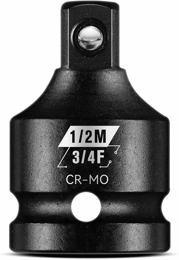 BLACKROBOT 3/4”F To 1/2”M Impact Socket Adapter, Cr-Mo Steel Exceeds ANSI Standards, Square Drive Reducer for Impact Driver Wrench