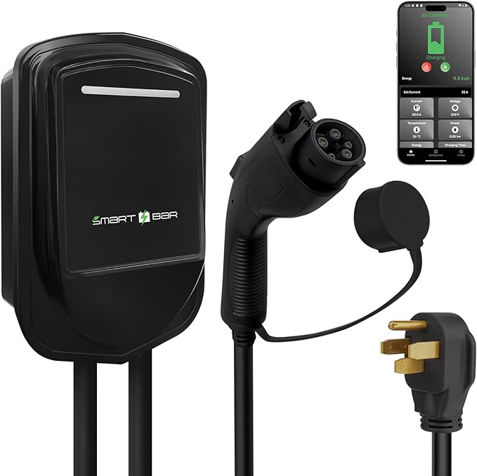 SBB Home Smart Level 2 EV Charger up to 40Amp, 240V Indoor/Outdoor Fast Car Charging Station with App, Wi-Fi Enabled EVSE, NEMA 14-50 Plug Electric Car Charger Compatible with All EV Models