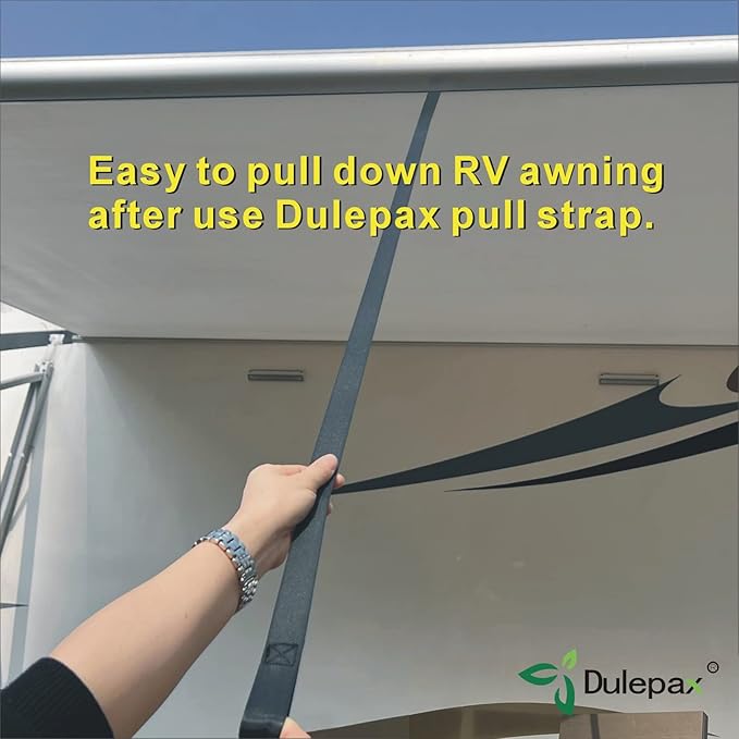 Dulepax RV Awning Pull Straps, 96 Inches Long Straps with Welding Polycord Technology. Universal Patio Awning Pull Straps (1 Units) Black