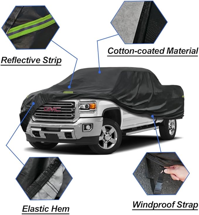 Waterproof Truck Cover Fit GMC Canyon from 2015 to 2025 (Crew Cab/Extended Cab), 7 Layers Outdoor Heavyduty Full Pickup Cover All Weather,Outdoor Sun UV Rain Dust Protection.
