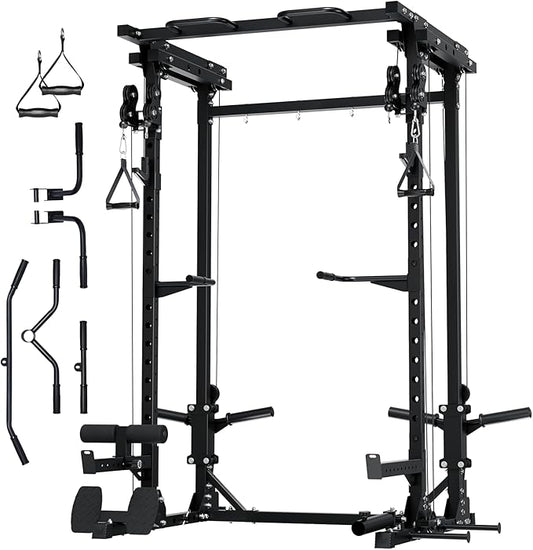 MAJOR FITNESS Drone3 Power Cage - Multi-Function Power Rack for Home Gym, Squat Rack with Pull-up Bar, Cable Crossover System, J-Hooks, for Strength Training, Heavy-Duty Steel Construction