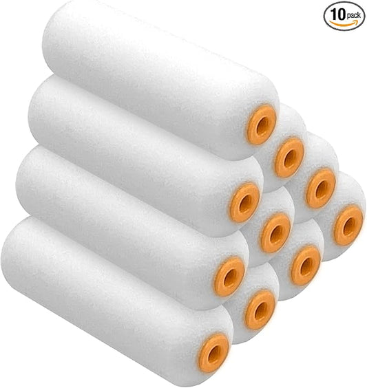 Foam Paint Roller, 10 Pack, 4 Inch High Density Foam Roller, Mini Paint Roller Covers for Smooth Paint Application, No Lint Shedding on Walls, Cabinets, Doors