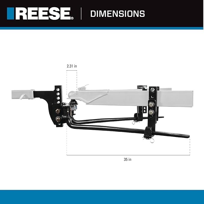 Reese 49913 Integrated Sway Control Weight Distribution Kit For Trailer , 11,500 lbs. Capacity, Shank Included.