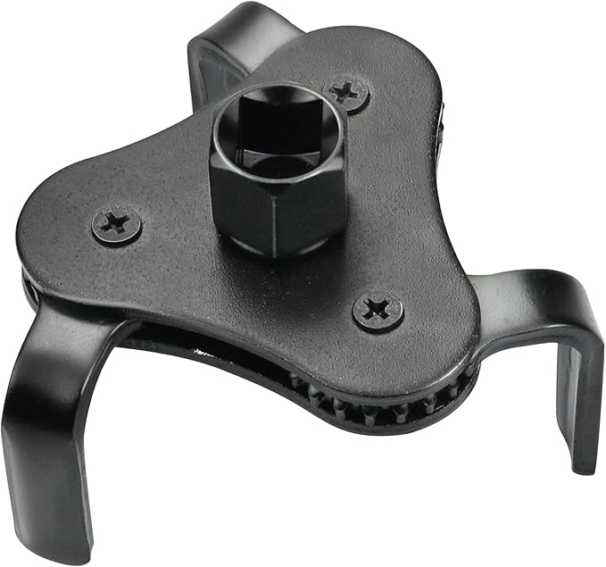Universal Adjustable Oil Filter Wrench 2.5" to 4.5" - 3 Jaws Oil Filter Wrench Tool Set Remover Socket (Black)