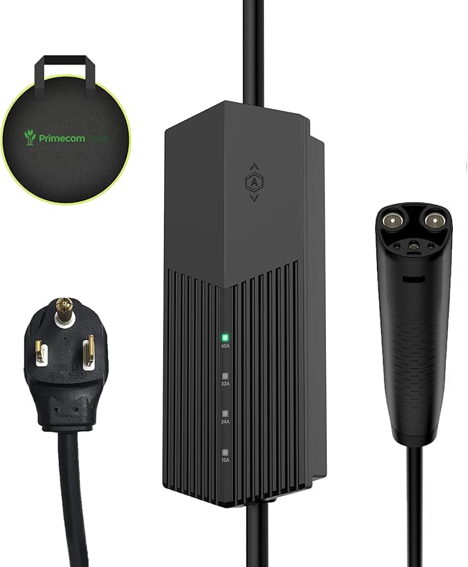 Primecom (NACS) EV Charger Mobile Connector, 40 Amp, Long Cord 30ft, 40ft, 50ft Level 2 Electric Vehicle Charging Station for Tesla, Hyundai Ioniq, Kia EV6 EV9 (6-50 Plug, 40 Feet)