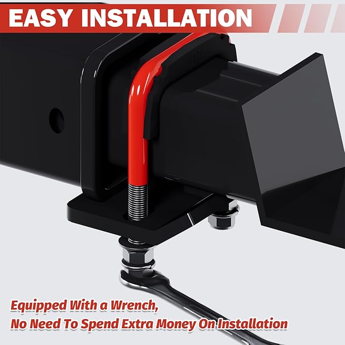 Hitch Tightener, Heavy Duty Anti Rattle Hitch Stabilizer for 2" Hitch, Trailer Hitch Stabilizer with Rubber Isolator & Wrench for Hitch Mount, Cargo Carrier, Bike Rack (2 Packs, Red & Black)