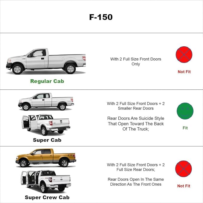94738 Side Window Wind Deflector,4pc Outside Mount Style Nice Sun Rain Guards Set,Window Visor fit for 2004-2014 Ford F150 Super/Extended Cab Only(Not Fit 2004 Heritage)