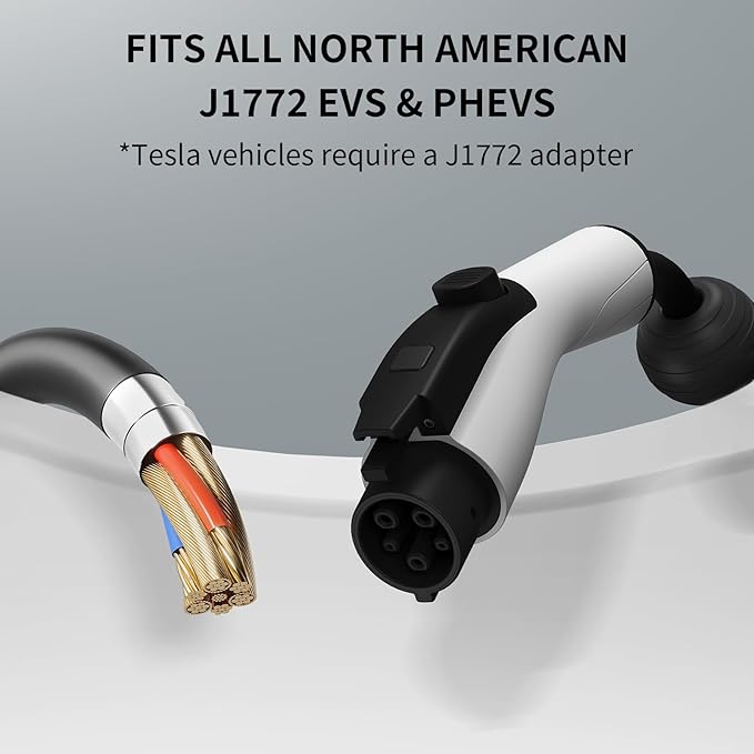 Level 1 EV Charger for J1772 Electric Cars – 110V 16A, 26FT Cable, NEMA 5-15 Plug, Wi-Fi Support, Portable Connector for Home or Travel (Black)