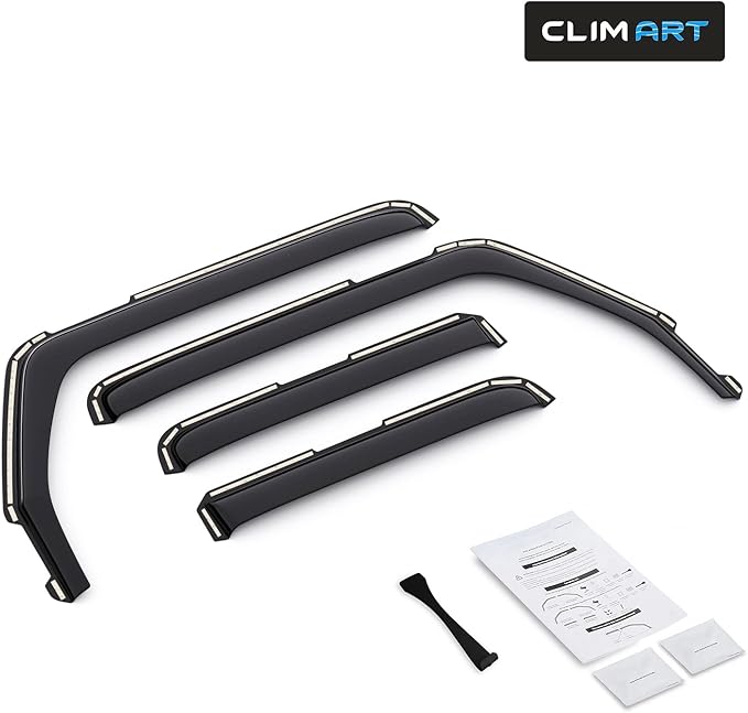 CLIM ART in-Channel Incredibly Durable Rain Guards for Jeep Wrangler JK 2007-2018, Original Window Deflectors, Vent Window Visors, Vent Deflector, 4 pcs. - 607169