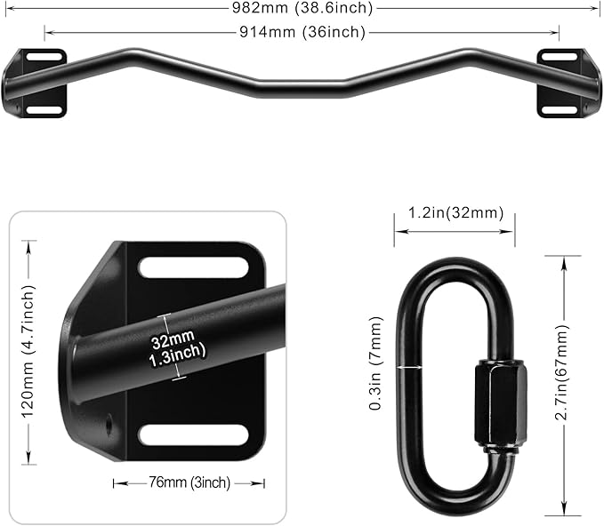 Kipika Heavy Duty Wall Mounted Doorway Pull Up Bar, Multifunctional Chin Up Bar, Portable Fitness Door Bar, Body Workout Home Gym System