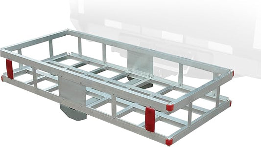 Rockland Aluminum Hitch Cargo Carrier, 500 LBS Capacity, 47.2" x 20.6" x 6.6", Fits 2” Receiver, Silver, Trailer Hitch Mount for RVs, Pickups, Trucks, Cars, Vans, ATVs, UTVs, SUVs