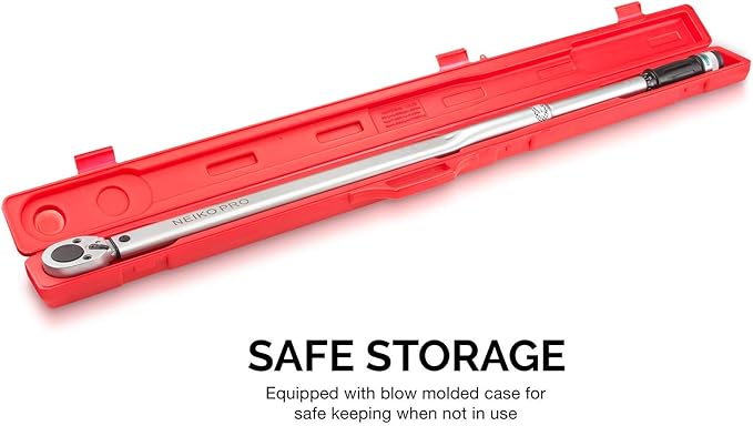 Neiko PRO 03710B 3/4-Inch-Drive Adjustable SAE Torque Wrench with Torque Click Settings of 100–700 Foot-Pound, Made with CrV Steel, 48-Inch Length