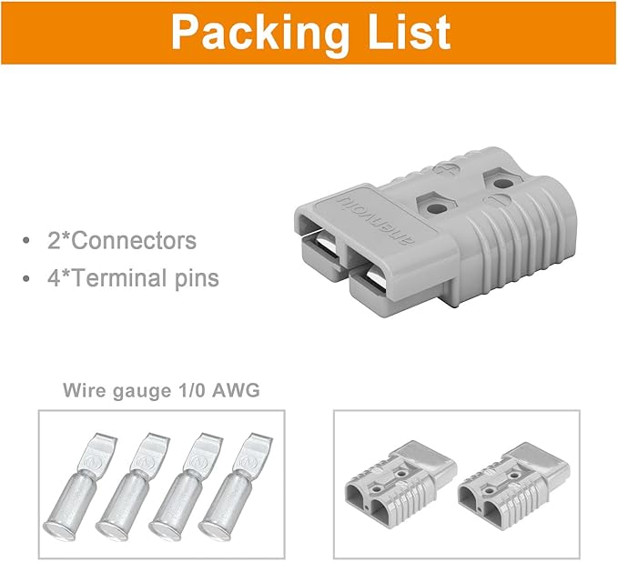 175A Connector Quick Connect Disconnect Genderless Battery Plug Connector 1/0AWG for 2 Pack Red Suitable for Car Trailer Motor Winch Forklift