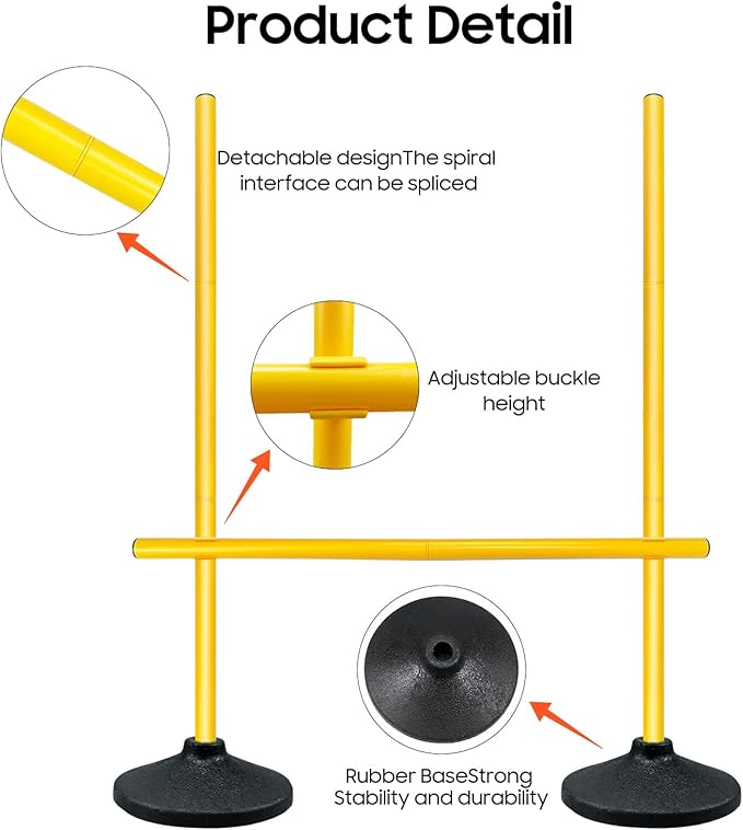 Oulores Soccer Agility Poles,Adjustable Height Hurdles,6PCS Soccer Training Poles with Rubber Base, Detachable Soccer Agility Training Equipment