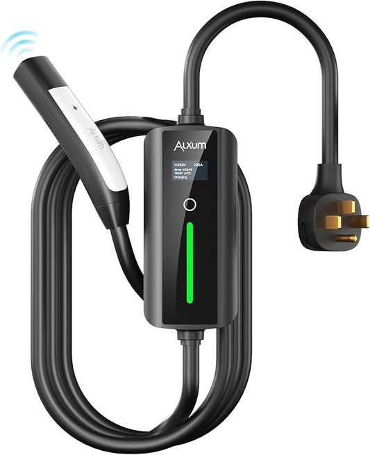 Level 2 EV Charger for Tesla - 16.4Ft 110-250V Electric Car Charger 32Amp NEMA14-50 Plug Compatible with Models S/X/3/Y/Cybertruck Support One-Click Opening Function