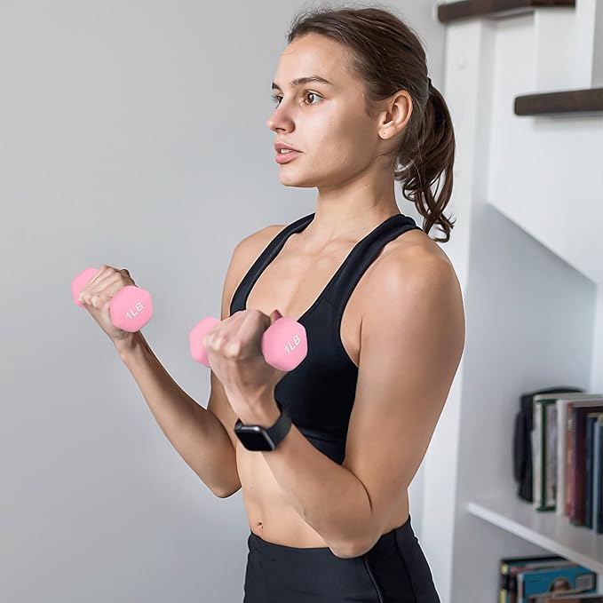 MADOG Dumbbell Set, Anti-Slip Neoprene Coated Hexagon Hand Weights for Home Gym Equipment Workouts Strength Training