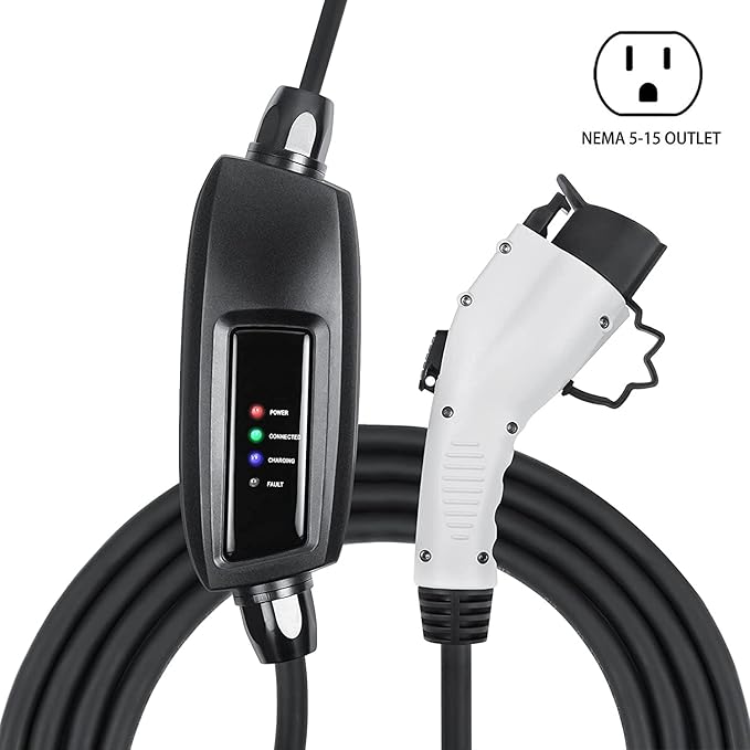 Lectron EV Charger, 16 ft Extension Cord & J1772 Cable - Portable Electric Car Charger for J1772 EVs and Plug-in Hybrid Vehicles (NEMA 5-15)