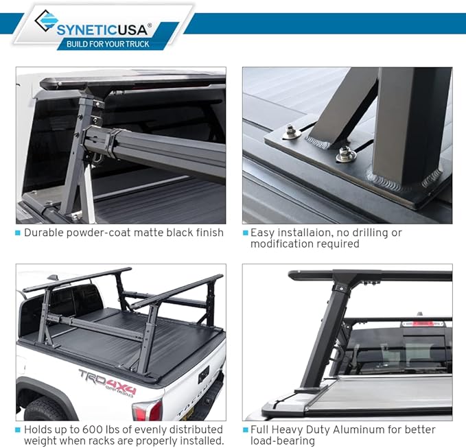 Syneticusa AR Automatic Retract Hard Tonneau Cover+R1 Rack Fits 2016-2026 Toyota Tacoma 5' Truck Bed Retractable