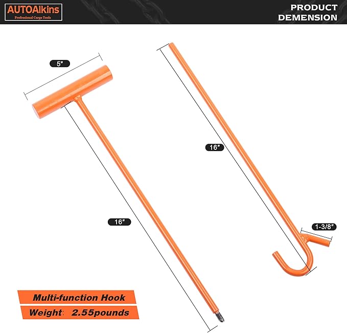 Heavy Duty 5th Wheel Pin Puller, 2 Pack 32" Solid Steel Chrome Plated Fifth Wheel Puller w/Hook