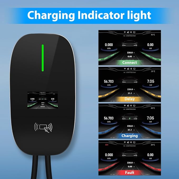 AWESAFE Level 2 EV Charger for Tesla, 48 Amp Wall Charger Hardwired WiFi Enabled, Smart APP Control Electric Vehicle Charging Stations - Home Use