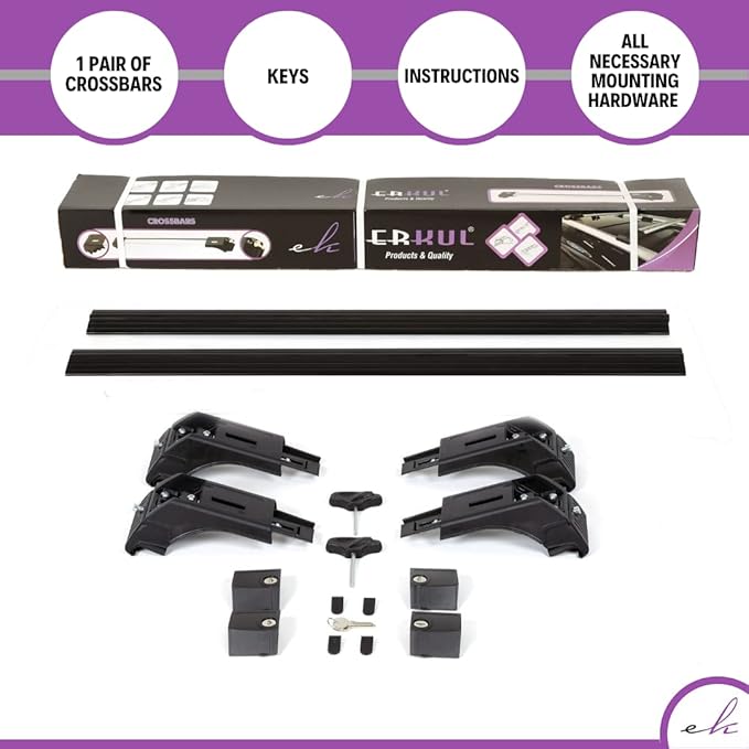 ERKUL Roof Rack Cross Bars for Mercedes Benz ML Class W166 2012-2015 | Aluminum Crossbars with Anti Theft Lock for Rooftop | Compatible with Raised Rails - Black