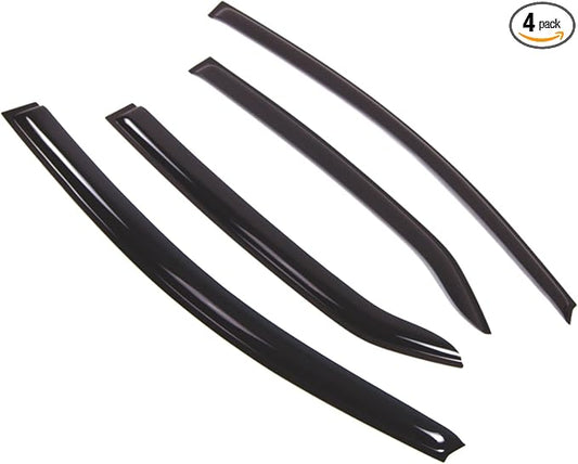 TuningPros Outside Mount Window Vent Visors Rain Guards Compatible with Toyota Yaris Sedan 2007-2012 | Side Window Wind Deflectors Rain Shields | Smoke Tinted, 4 Pcs Set, DGWV-466RM