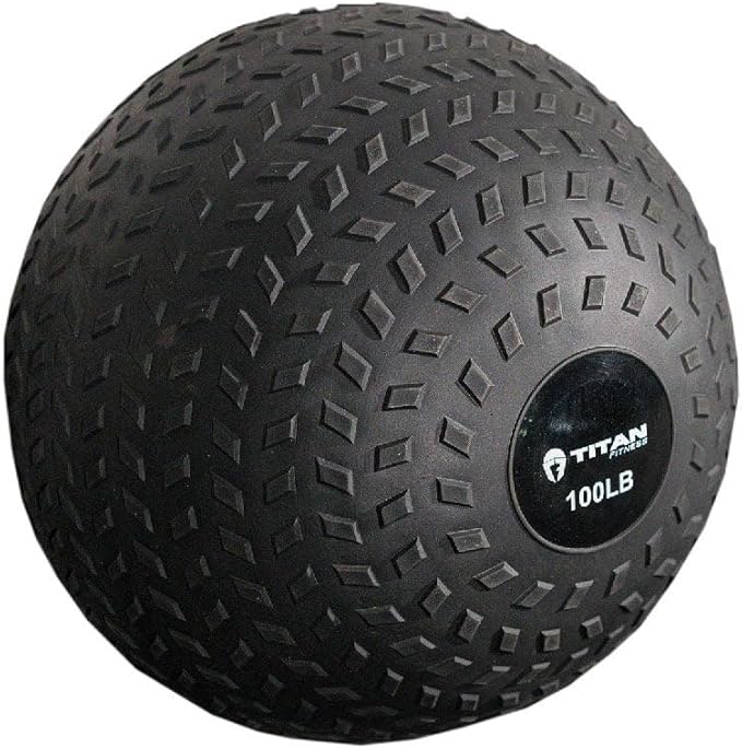 Titan Fitness Rubber Tread Slam Ball, Dead Bounce, Weight Workout - Throw, Catch, Slam, Twist