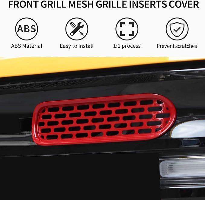 Front Grill Mesh Grille Inserts Cover Frame Trims Kit 6Pcs Fit for Ford Bronco 2021-2025+ 2/4 Door Exterior Accessories (Red)