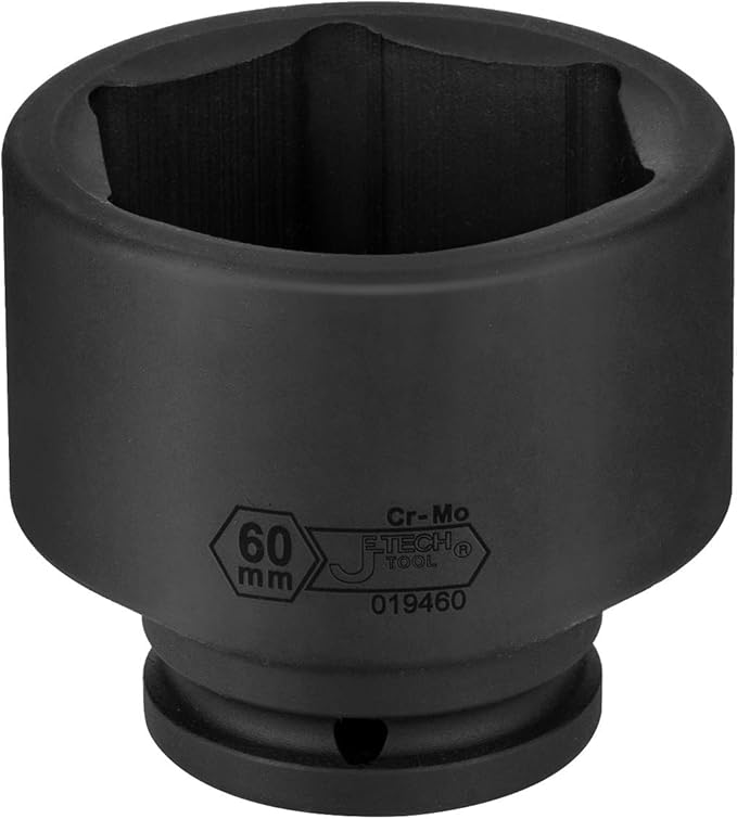Jetech 3/4 Inch Drive 60mm Standard Impact Socket, Made with Chrome Molybdenum Alloy Steel, Heat Treated, 6-Point Design, Metric
