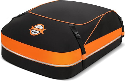 Sailnovo Car Rooftop Cargo Carrier Roof Bag, 15 Cubic Feet Waterproof Rooftop Cargo Carrier Bag, Fit Car with Without Luggage Rack - Cartop Carrier Bag with Tie-Down Strap, Safety Hook