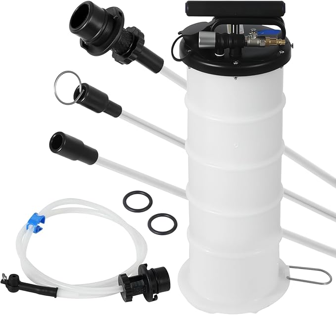 7L Oil Fluid Extractor - Pneumatic/Manual Vacumm Oil Extractor with Pump Tank Remover & 4 Tubes for Engine Oil Change and a Bleeding Hose with Universal Adpater for Brake Bleeding