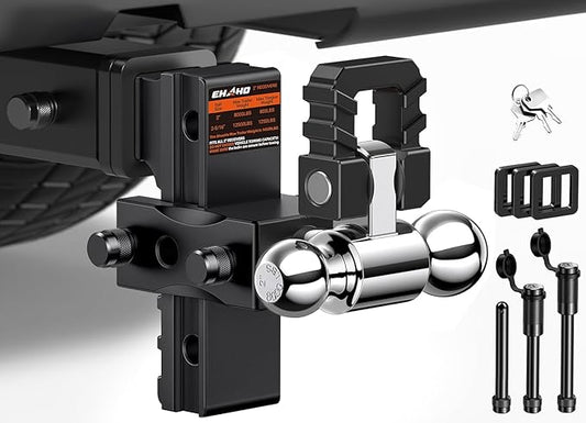 Ehaho Adjustable Trailer Hitch, Drop Hitch 2 Inch Receiver with Shackle 6 Inch Drop/Rise for Truck 12,500 LBS GTW,Weatherproof Anti-Theft Locking Hitch Pins