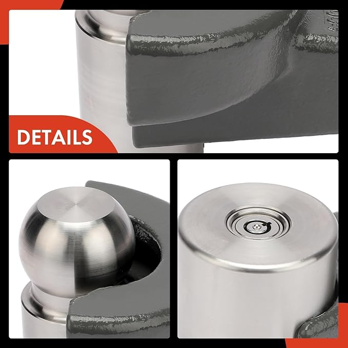 A-Premium Trailer Hitch Locks, 2 5/16 inches RV Trailer Coupler Lock, Ball Coupler, Adjustable Straight Tongue Trailer Coupler, 5.6KG Heavy Duty Lock (2.35KG Lock Ball) - with Straight Lip, with 2 key