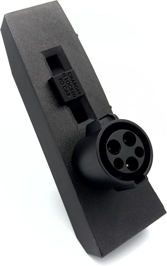 Door Dock for Tesla/J1772 Adapter for Model Y and Charger Locking Ring Bundle 2023-2025 (Black Carbon Fiber)