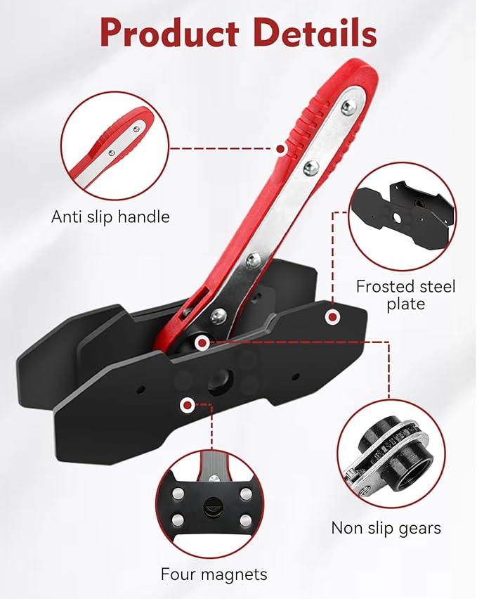 Brake Caliper Compression Tool with Extra 2PCS Large Plates 1.57"-2.95" for Disc Brake Pad Spreader,Caliper Piston Compressor Tool with 4 Brake Caliper Hanger Hooks,Car Brake Repair Tool Red