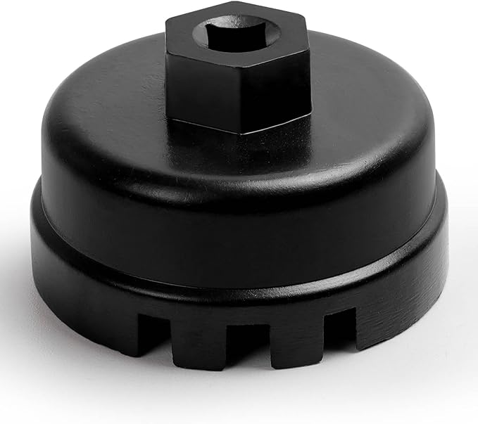 64.5mm Oil Filter Wrench: 14 Flutes 6 Slots Oil Filter Removal Tool Compatible with Toyota Lexus Scion 1.8L Engine(Black)