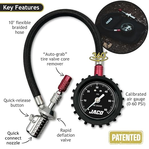 JACO Lightning RX4 Tire Deflator with Gauge - 60 PSI | Rapid Off Road Air Down Tool